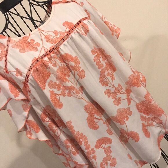 Joseph A. Ruffle Sleeve Floral Blouse - Size Large - Picture 2 of 8
